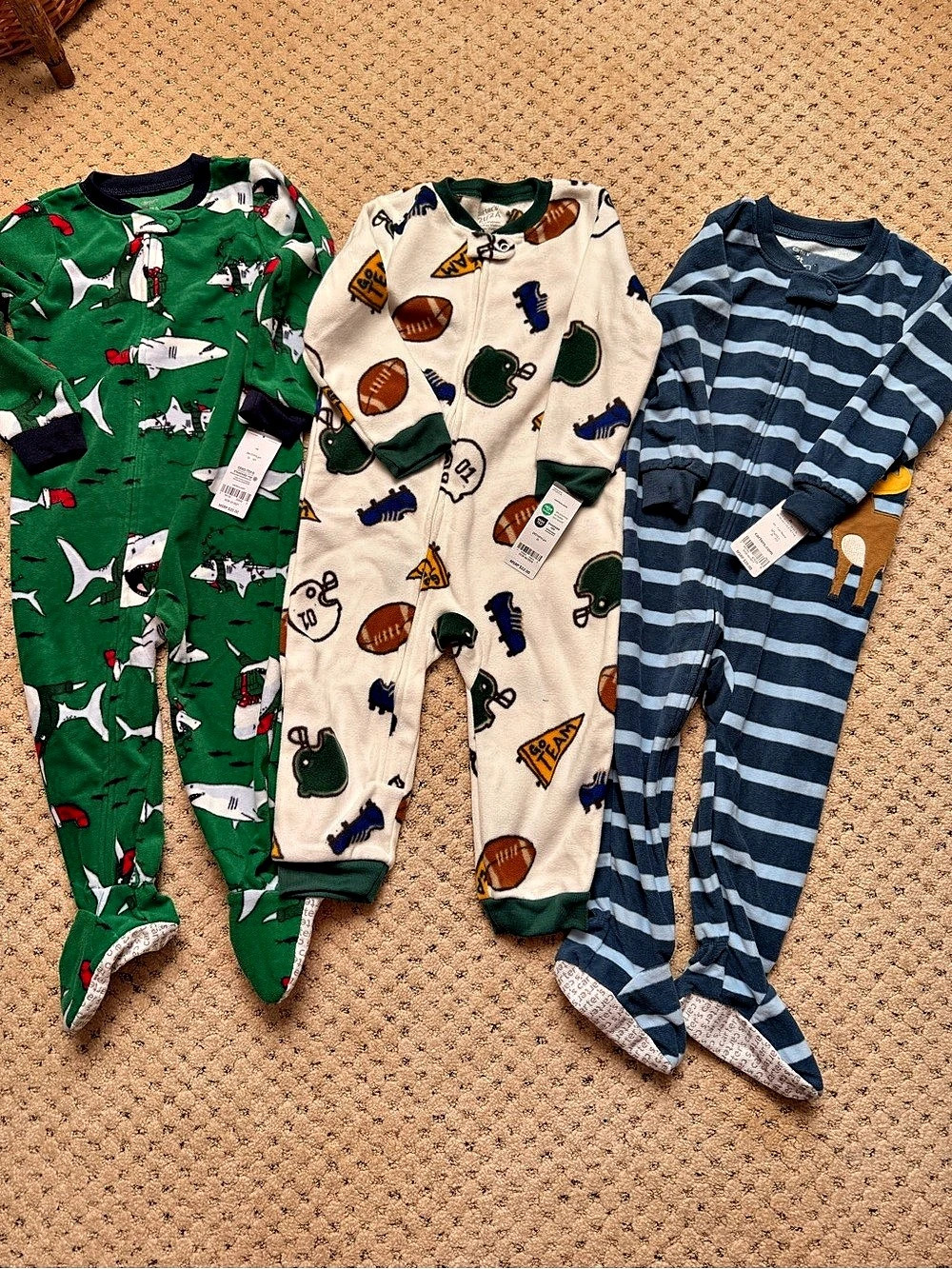 NWT Carter's Toddler Fleece Sleep & Play Pajamas 3-Pack. Size 2T